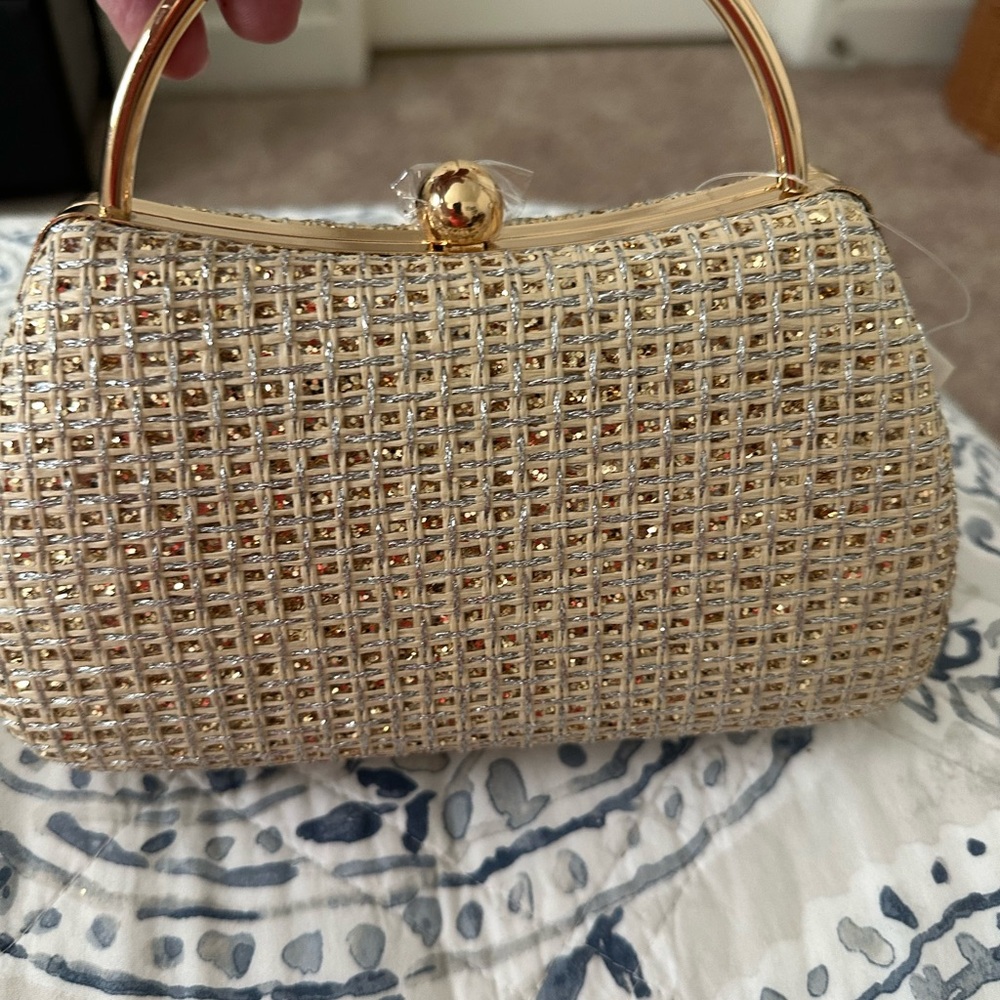 Marshalls Gold Mini Bag with Elegant Woven Design